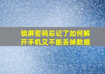 锁屏密码忘记了如何解开手机又不能丢掉数据