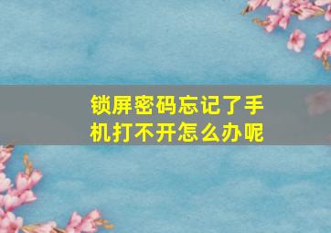 锁屏密码忘记了手机打不开怎么办呢