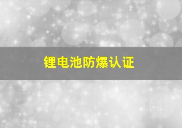 锂电池防爆认证