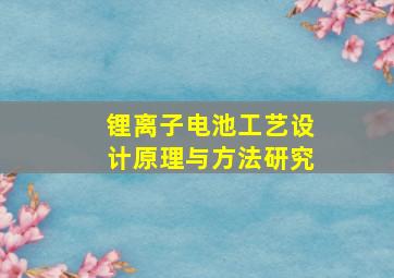 锂离子电池工艺设计原理与方法研究