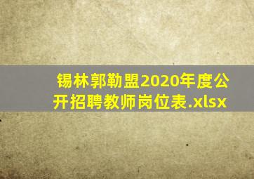 锡林郭勒盟2020年度公开招聘教师岗位表.xlsx