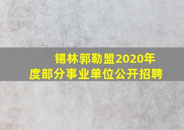 锡林郭勒盟2020年度部分事业单位公开招聘