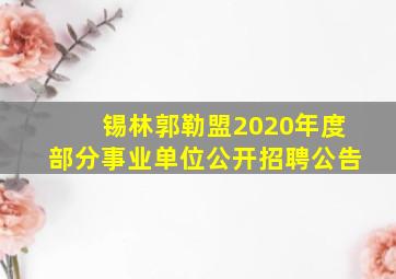 锡林郭勒盟2020年度部分事业单位公开招聘公告