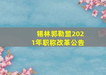 锡林郭勒盟2021年职称改革公告