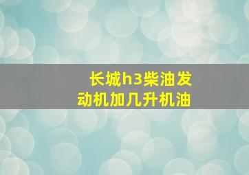 长城h3柴油发动机加几升机油