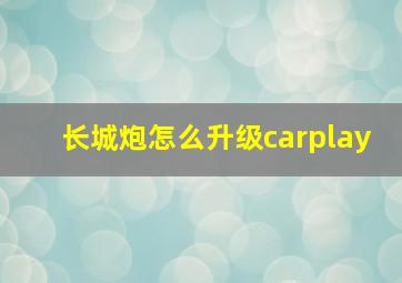 长城炮怎么升级carplay