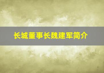 长城董事长魏建军简介