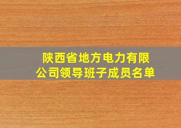 陕西省地方电力有限公司领导班子成员名单