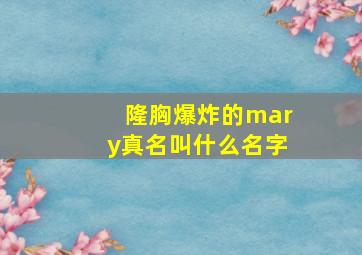 隆胸爆炸的mary真名叫什么名字