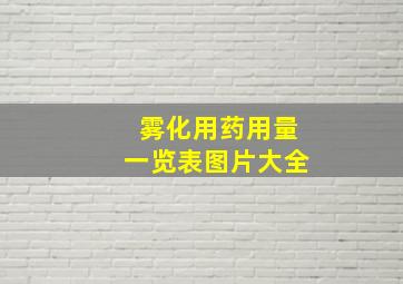 雾化用药用量一览表图片大全