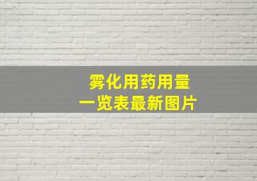 雾化用药用量一览表最新图片