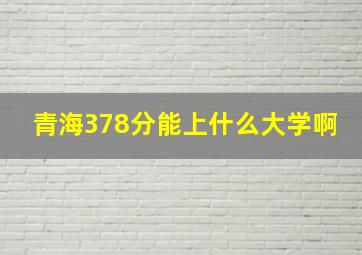 青海378分能上什么大学啊