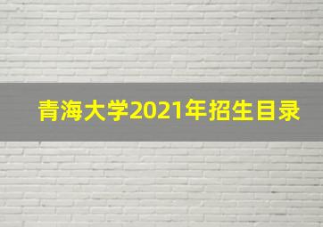 青海大学2021年招生目录