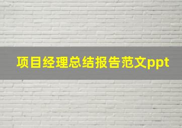 项目经理总结报告范文ppt