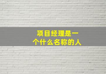 项目经理是一个什么名称的人