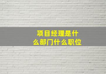 项目经理是什么部门什么职位