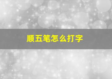 顺五笔怎么打字