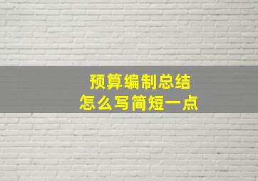 预算编制总结怎么写简短一点