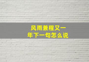 风雨兼程又一年下一句怎么说