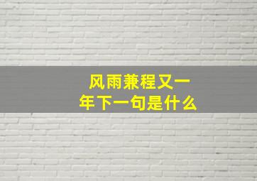 风雨兼程又一年下一句是什么