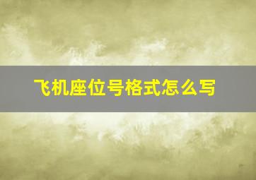 飞机座位号格式怎么写