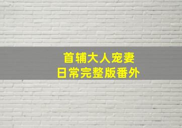 首辅大人宠妻日常完整版番外