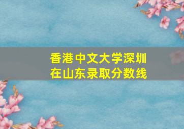 香港中文大学深圳在山东录取分数线