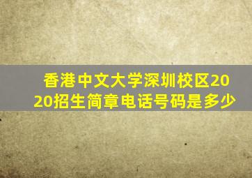 香港中文大学深圳校区2020招生简章电话号码是多少