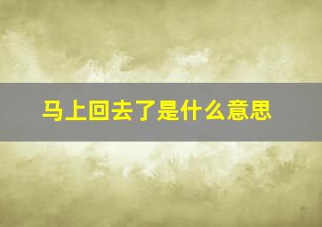 马上回去了是什么意思