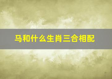 马和什么生肖三合相配