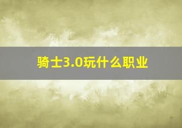 骑士3.0玩什么职业