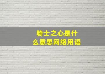 骑士之心是什么意思网络用语