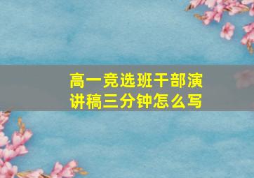 高一竞选班干部演讲稿三分钟怎么写