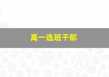 高一选班干部