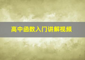 高中函数入门讲解视频