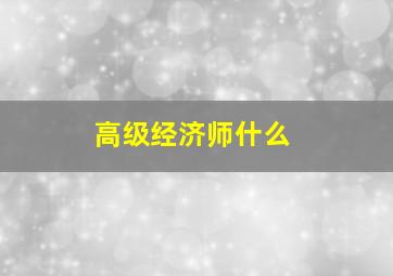 高级经济师什么