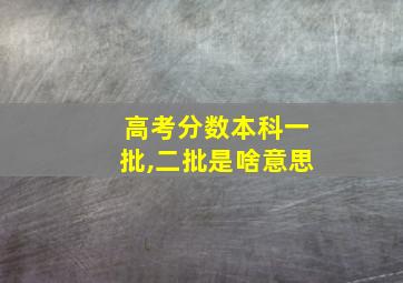 高考分数本科一批,二批是啥意思