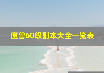 魔兽60级副本大全一览表