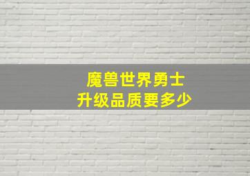 魔兽世界勇士升级品质要多少