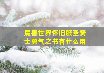 魔兽世界怀旧服圣骑士勇气之书有什么用