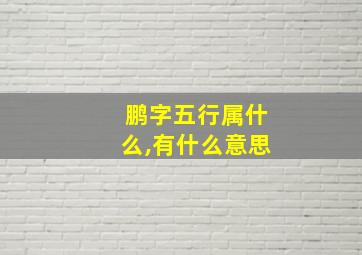 鹏字五行属什么,有什么意思