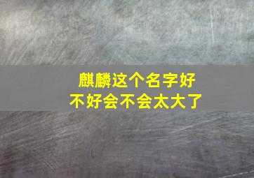 麒麟这个名字好不好会不会太大了