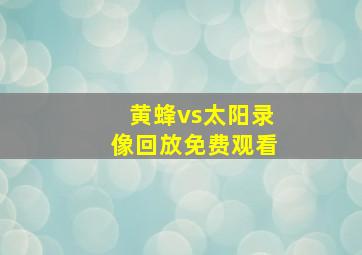 黄蜂vs太阳录像回放免费观看