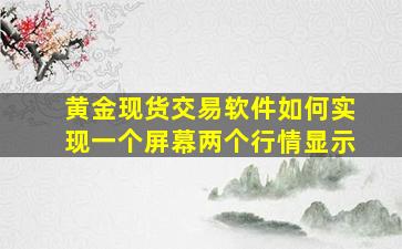 黄金现货交易软件如何实现一个屏幕两个行情显示