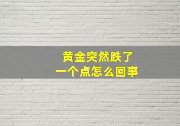 黄金突然跌了一个点怎么回事