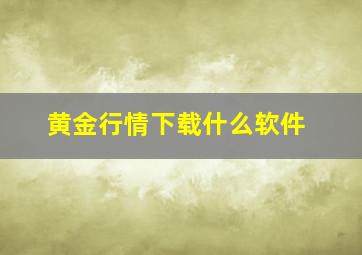 黄金行情下载什么软件