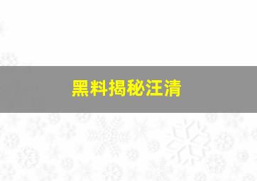 黑料揭秘汪清