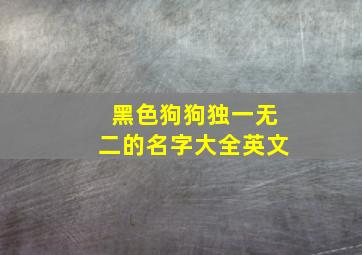 黑色狗狗独一无二的名字大全英文