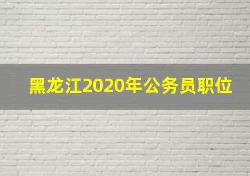 黑龙江2020年公务员职位