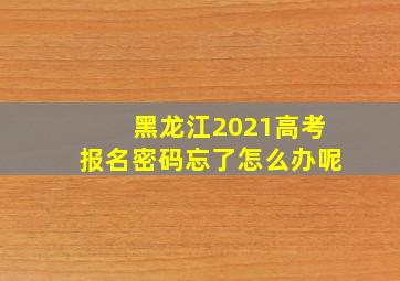 黑龙江2021高考报名密码忘了怎么办呢